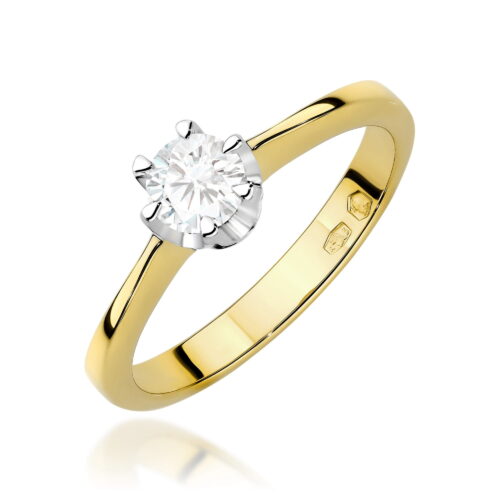 Pierścionek W0220B Diament Laboratoryjny 0,30ct żółte złoto