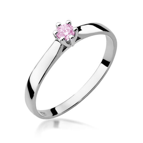Pierścionek W0222 Topaz Różowy 0,13ct białe złoto