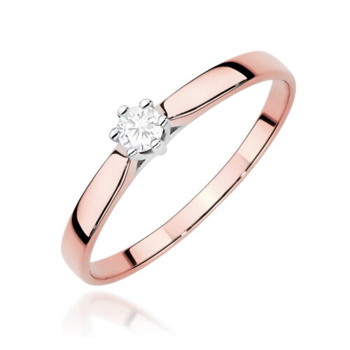 Pierścionek W0222 Diament Laboratoryjny 0,10ct różowe złoto