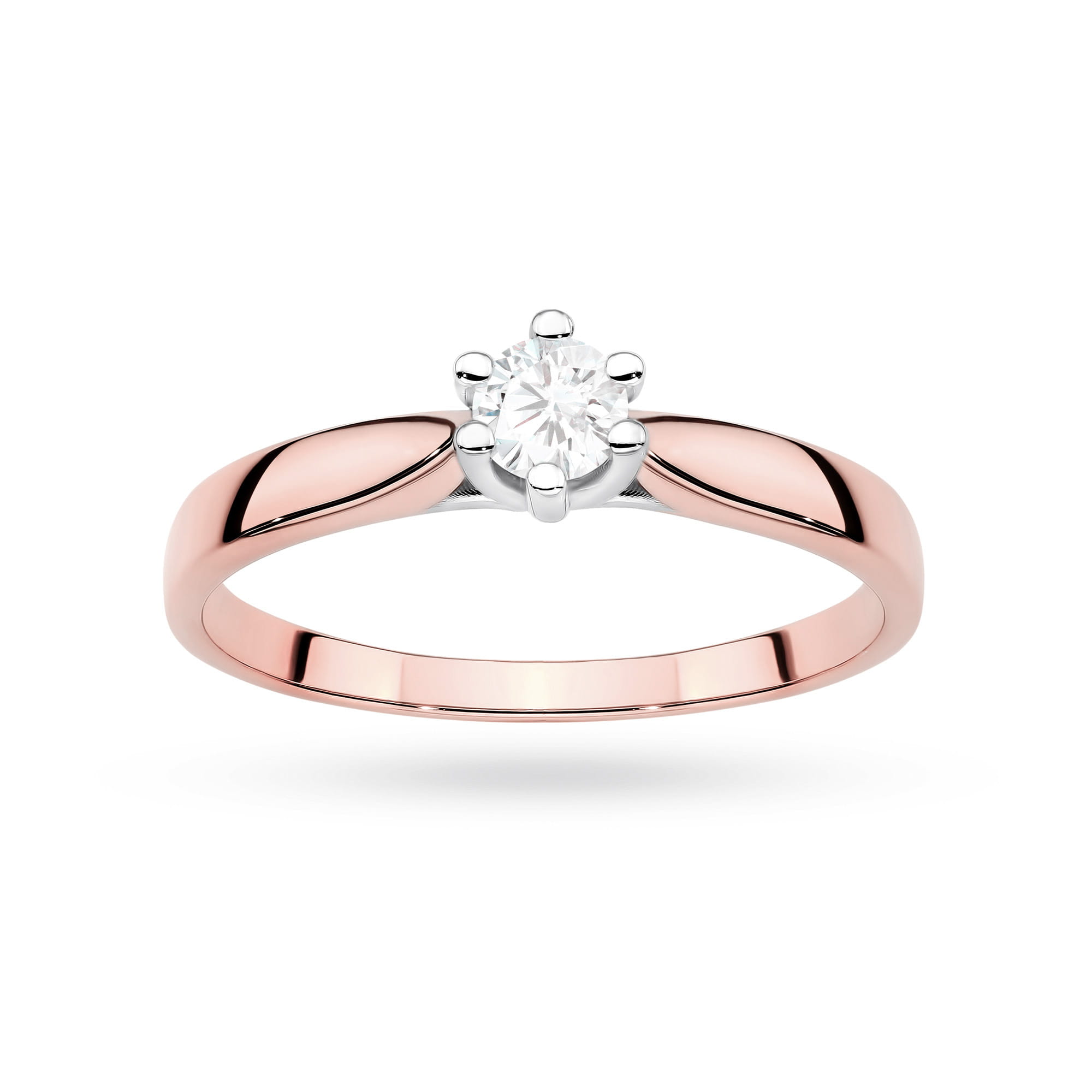 W0222.R3.LDW.10_4 Różowe złote pierścionek z diamentem w centralnej części, o prostym, eleganckim designie.