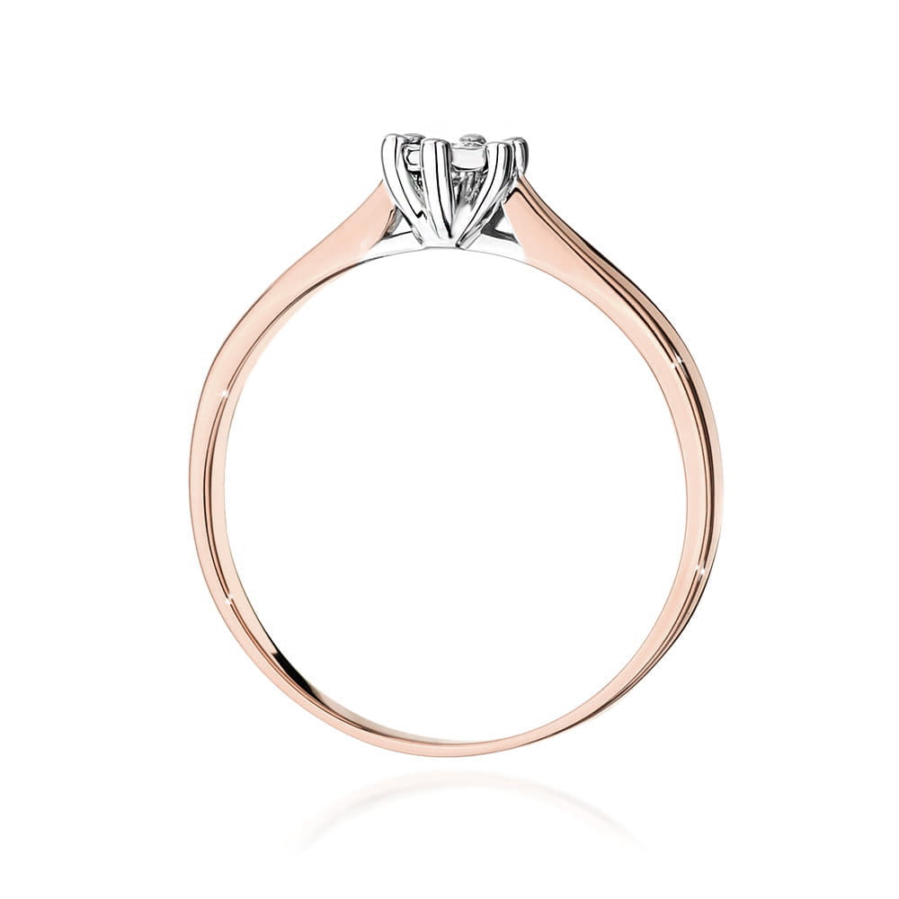 W0222.R3.LDW.14_3 Złoty pierścionek zaręczynowy z diamentem, z delikatnym, eleganckim wzorem.