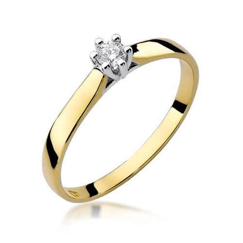 Pierścionek W0222 Diament 0,08ct żółte złoto