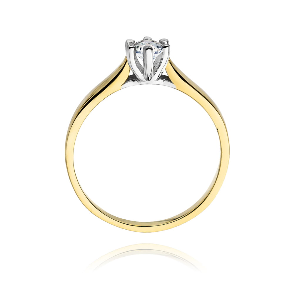 W0222.Z3.DIW.07_3 Złoty pierścionek z diamentem, o eleganckim, minimalistycznym designie.