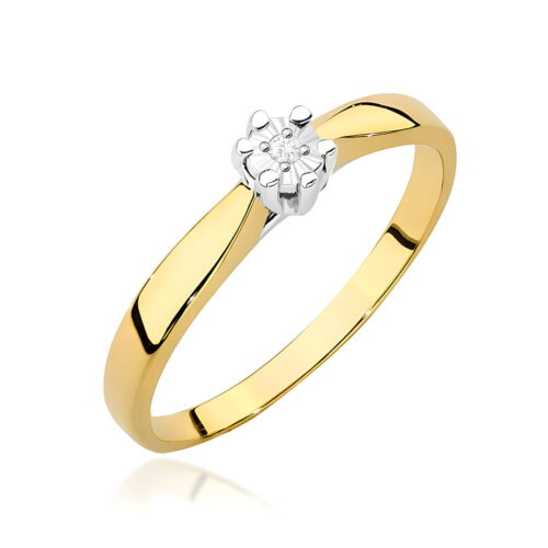 Pierścionek W0222T Diament 0,01ct żółte złoto