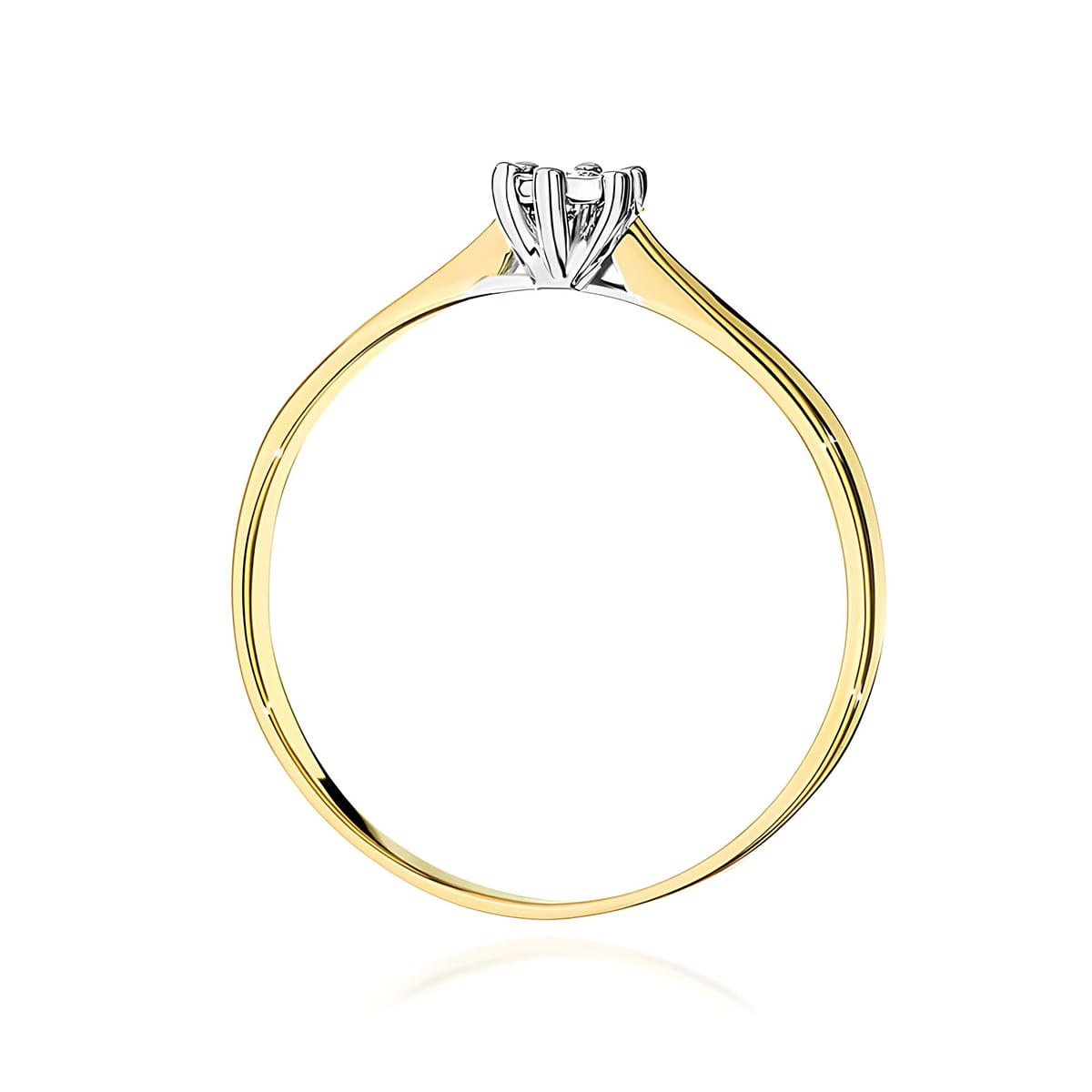 W0222.Z3.DIW.12_3 Złoty pierścionek z diamentem, z delikatnym, eleganckim wzorem.