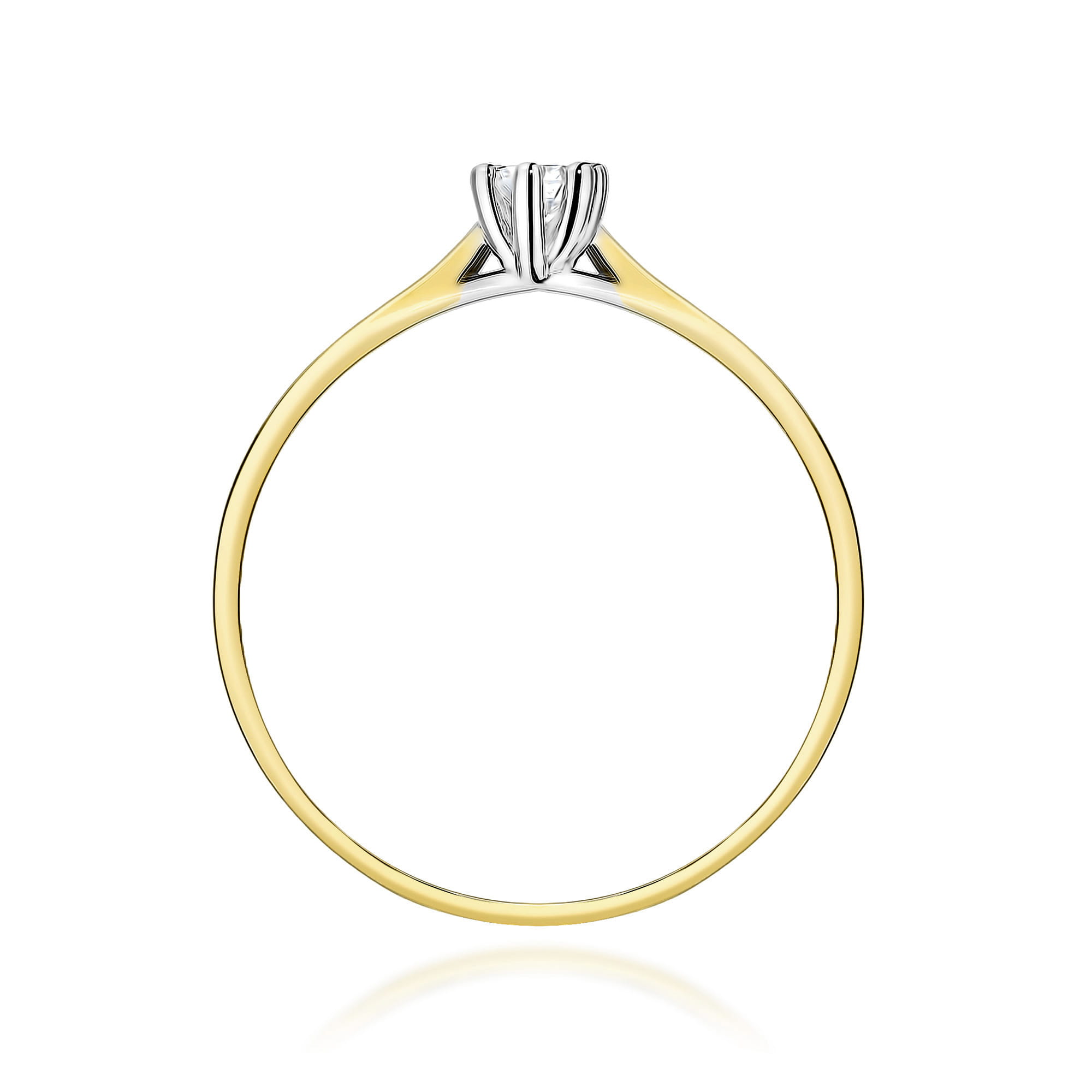 W0222.Z3.LDW.03_3 Złoty pierścionek z diamentem, z białym złotem na koronie, minimalistyczny design.
