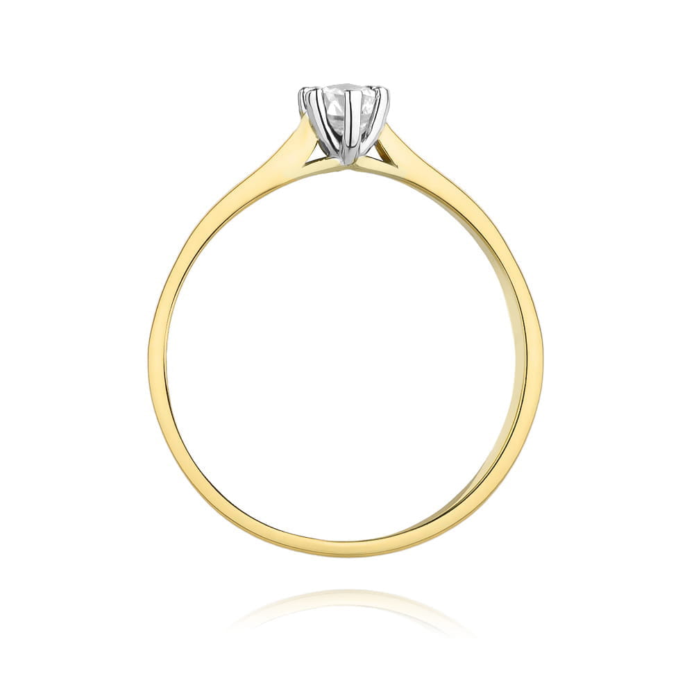 W0222.Z3.LDW.05_3 Złoty pierścionek z diamentem, z białym złotem w koronie, elegancki i minimalistyczny design.