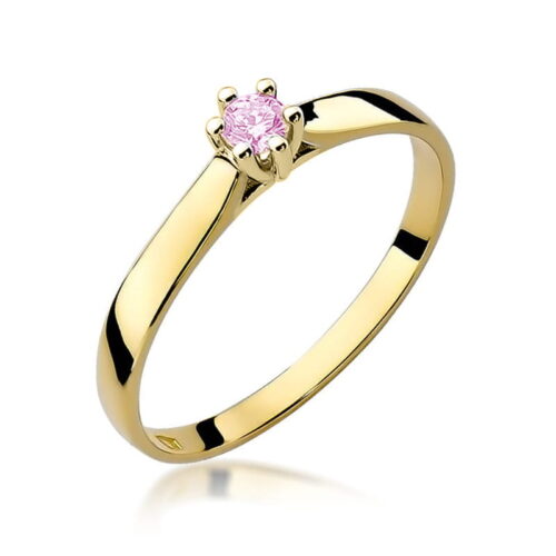 Pierścionek W0222 Topaz Różowy 0,13ct żółte złoto