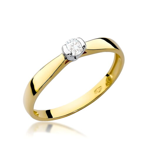 Pierścionek W0223 Diament 0,10ct żółte złoto