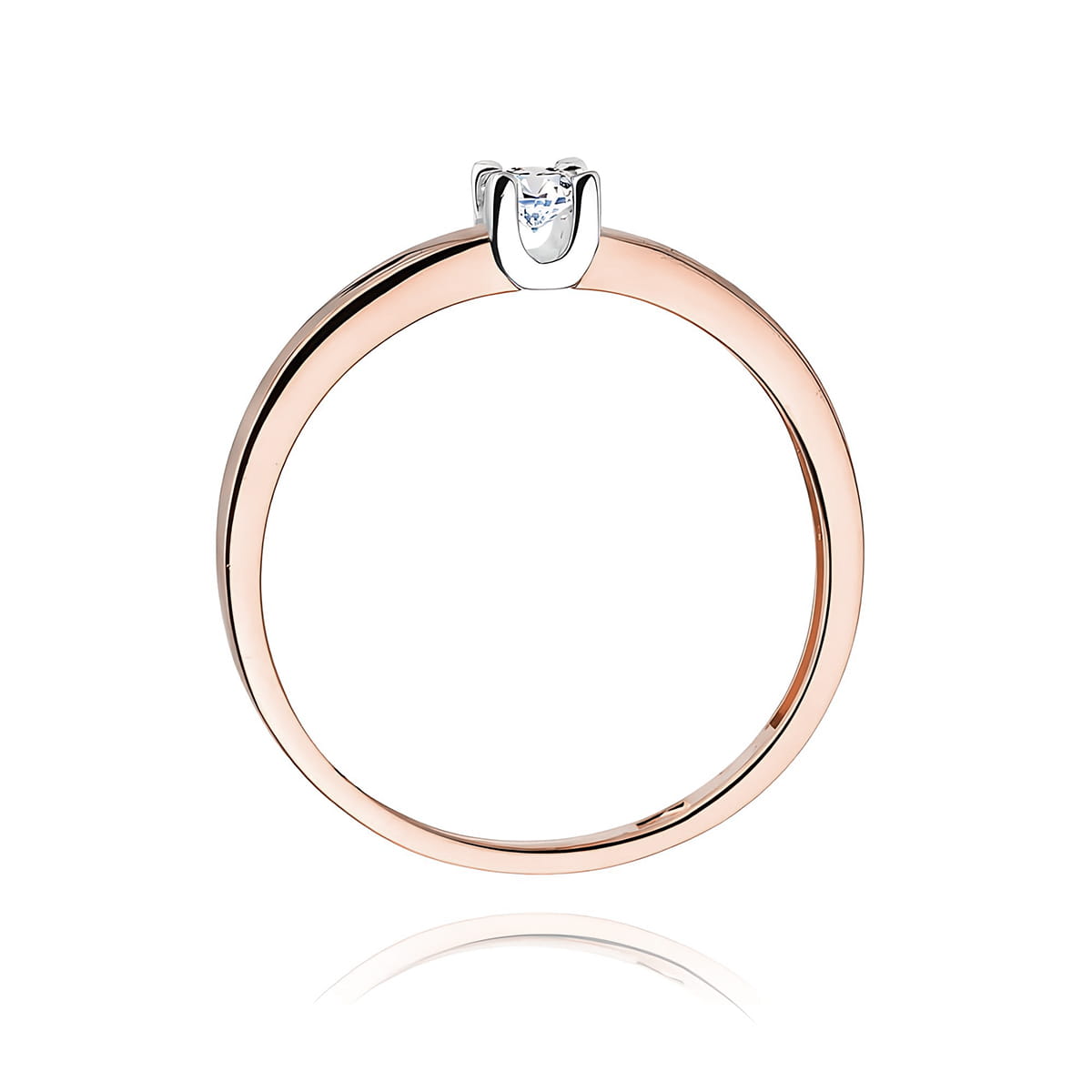 W0225.R3.DIW.03_3 Złoty pierścionek z diamentem, o prostym, eleganckim designie.