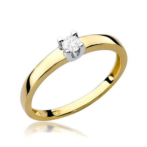 Pierścionek W0225 Diament 0,10ct żółte złoto