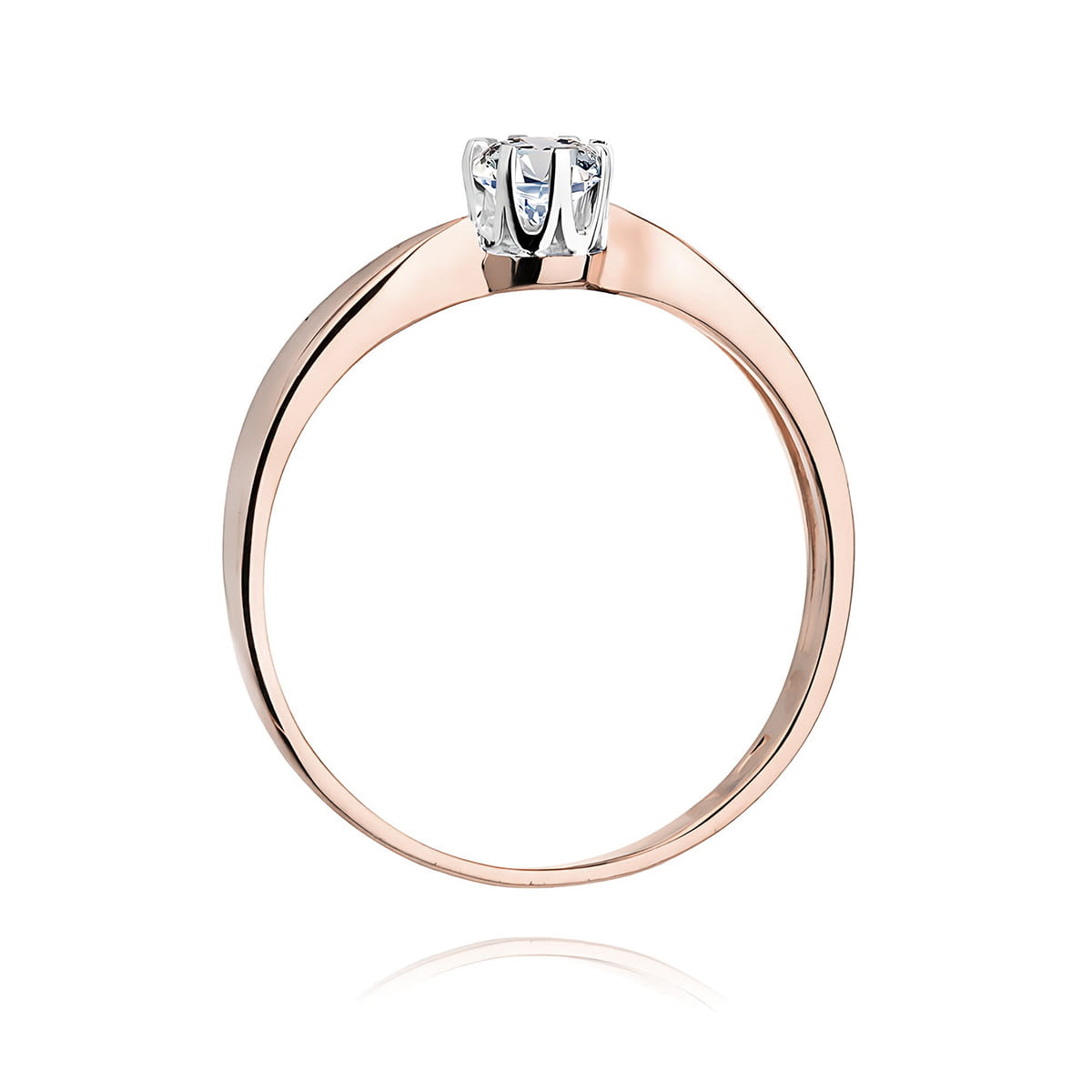W0228.R3.DIW.06_3 Złoty pierścionek z diamentem osadzonym w eleganckiej koronie.