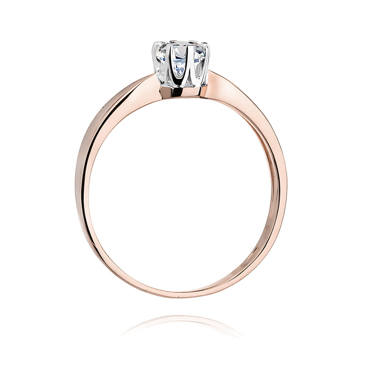 W0228.R3.DIW.08_3 Złoty pierścionek z diamentem osadzonym w eleganckiej koronie.