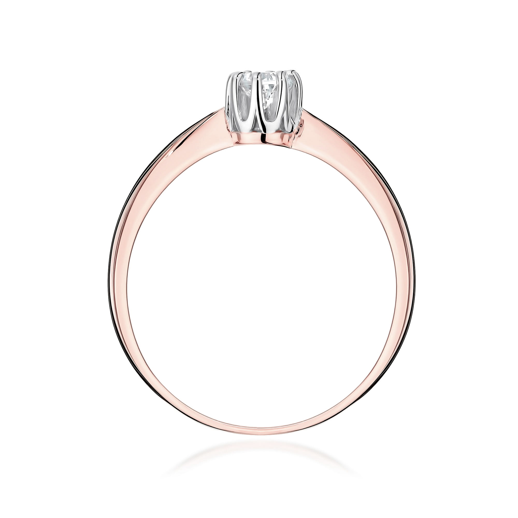 W0228.R3.LDW.02_3 Złoty pierścionek z diamentem, o delikatnym, eleganckim designie.