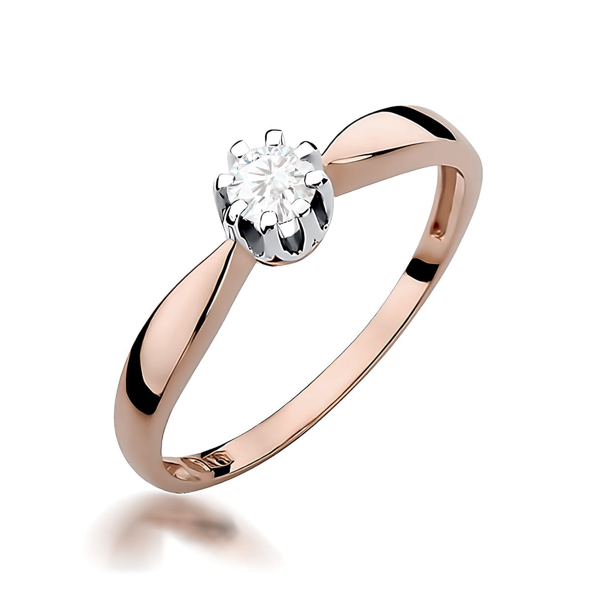 W0228.R3.LDW.03_1 Złoty pierścionek z diamentem osadzonym w eleganckiej, minimalistycznej oprawie.
