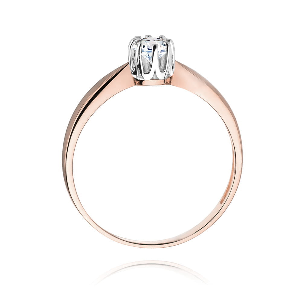 W0228.R3.LDW.03_3 Złoty pierścionek z diamentem w centralnej części, o nowoczesnym, eleganckim designie.