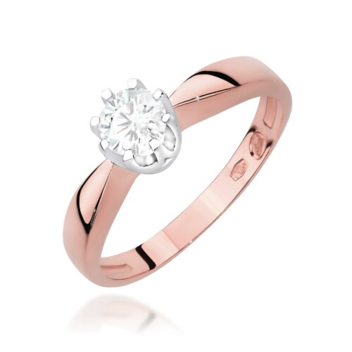 Pierścionek W0228 Diament Laboratoryjny 0,30ct różowe złoto