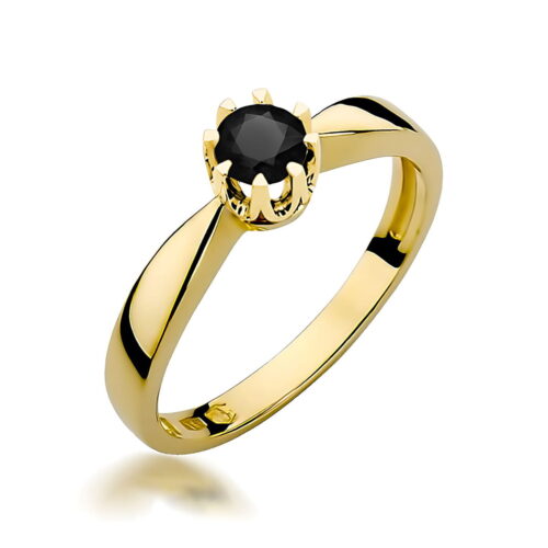 Pierścionek W0228 Czarny Diament 0,30ct żółte złoto