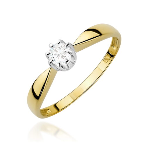 Pierścionek W0228 Diament 0,15ct żółte złoto
