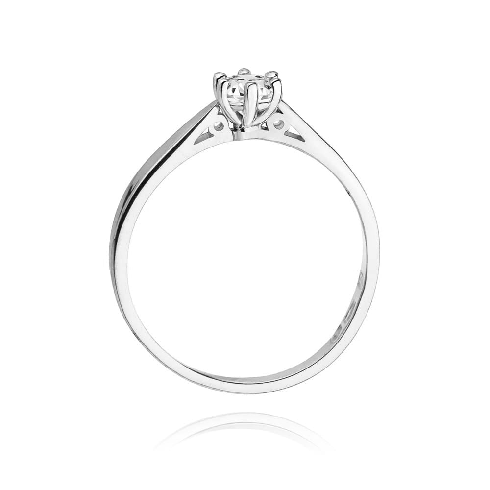 W0229.B3.LDW.05_3 Srebrny pierścionek z diamentem, o prostym, eleganckim wzorze i delikatnej obrączce.