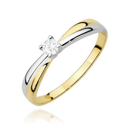 Pierścionek W0230 Diament Laboratoryjny 0,10ct żółte złoto