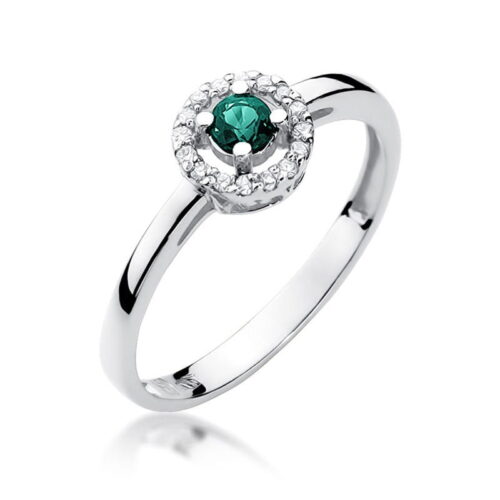 Pierścionek W0238 Szmaragd 0,15ct białe złoto