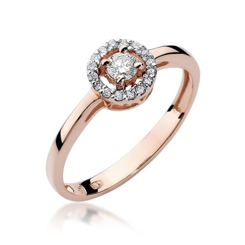 Pierścionek W0238 Diament 0,12ct różowe złoto