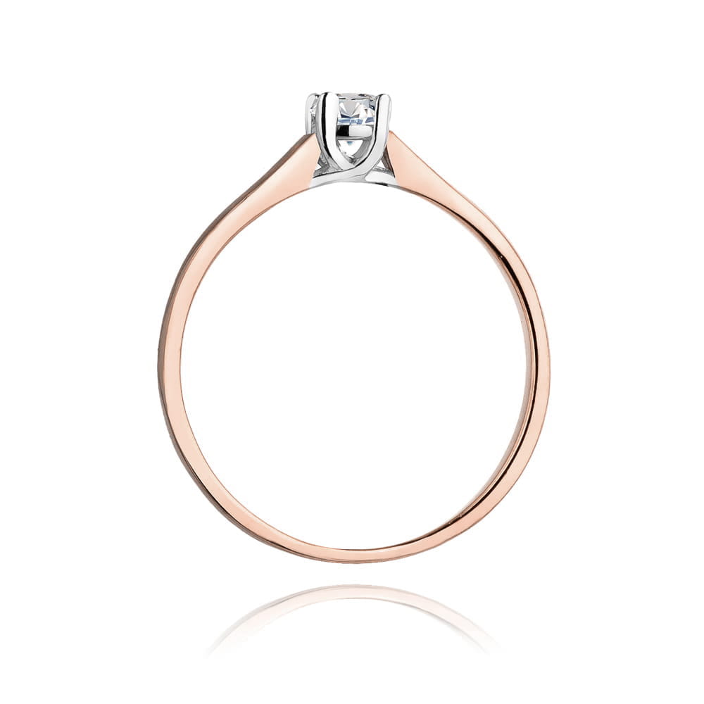 W0239.R3.LDW.01_3 Złoty pierścionek z diamentem, o prostym, eleganckim designie.