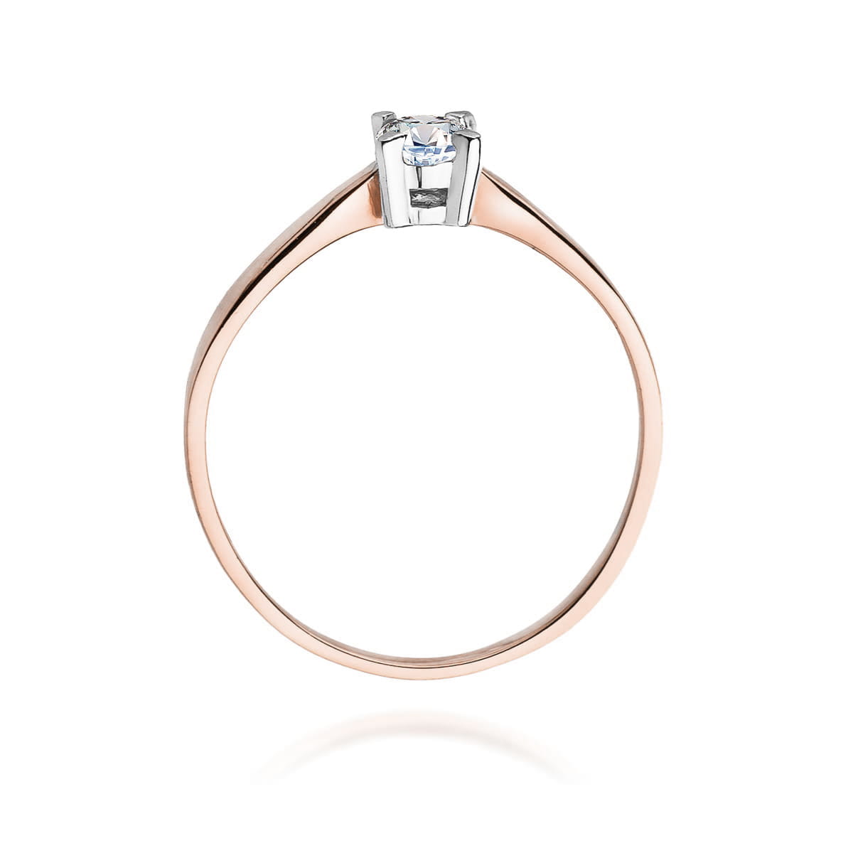 W0242.R3.LDW.02_3 Złoty pierścionek z diamentem, o prostym, eleganckim designie.