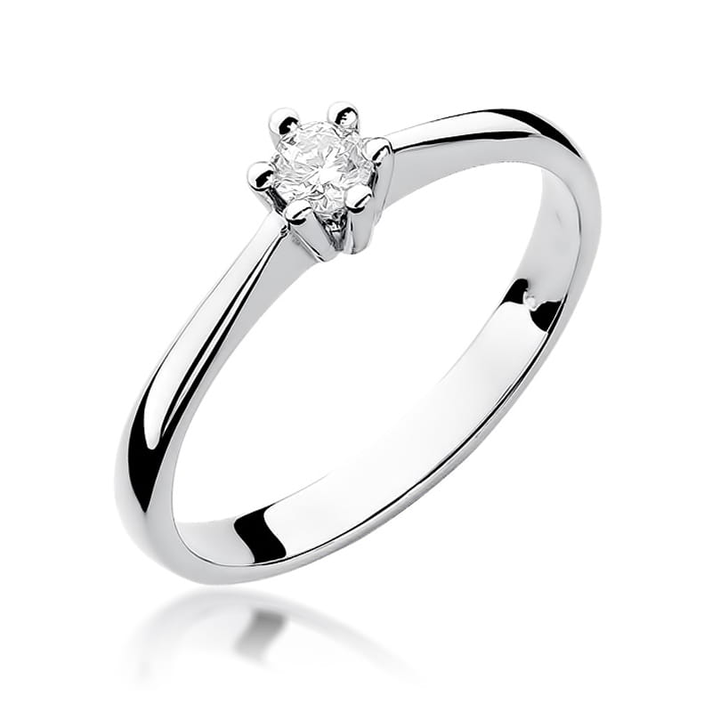 Pierścionek W0256 Diament 0,15ct białe złoto