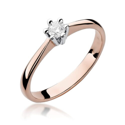 Pierścionek W0256 Diament 0,15ct różowe złoto