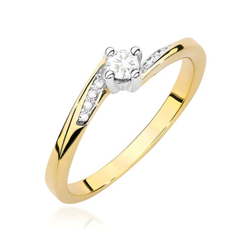 Pierścionek W0262 Diament 0,10ct żółte złoto
