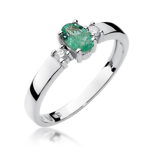 Pierścionek W0264 Szmaragd 0,40ct białe złoto