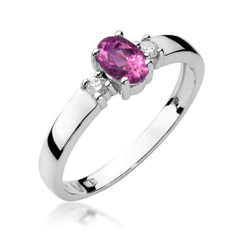 Pierścionek W0264 Różowy Szafir 0,45ct białe złoto