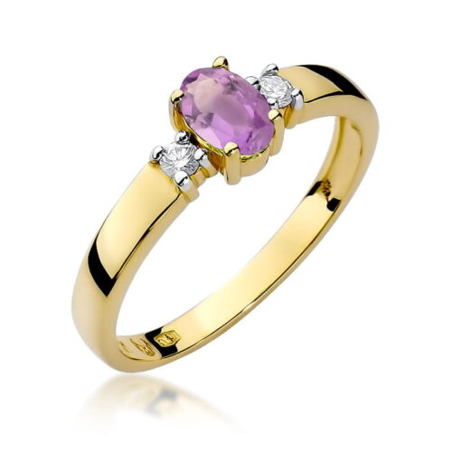 Pierścionek W0264 Ametyst 0,40ct żółte złoto
