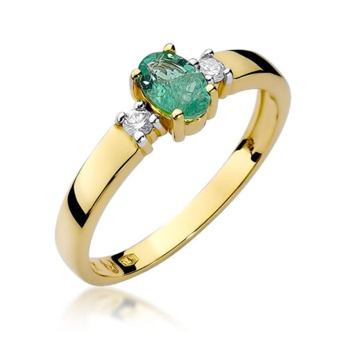 Pierścionek W0264 Szmaragd 0,40ct żółte złoto