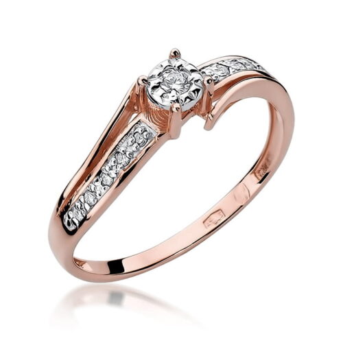 Pierścionek W0269 Diament 0,05ct różowe złoto