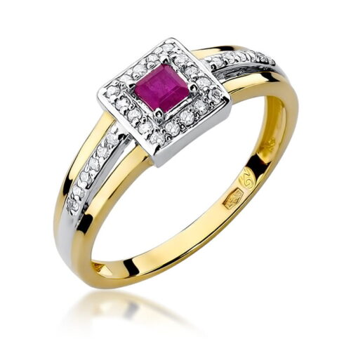 Pierścionek W0271 Rubin 0,20ct żółte złoto