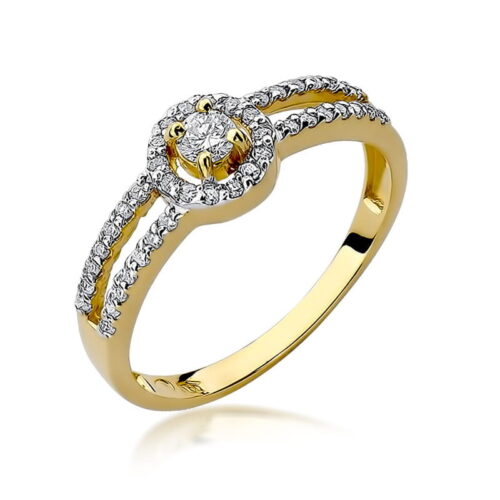 Pierścionek W0272 Diament 0,10ct żółte złoto