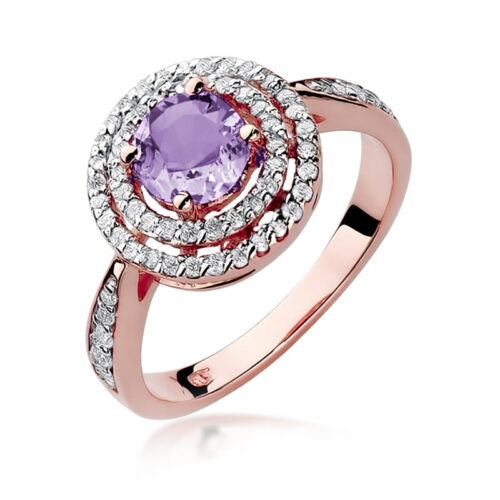 Pierścionek W0274 Ametyst 0,90ct różowe złoto