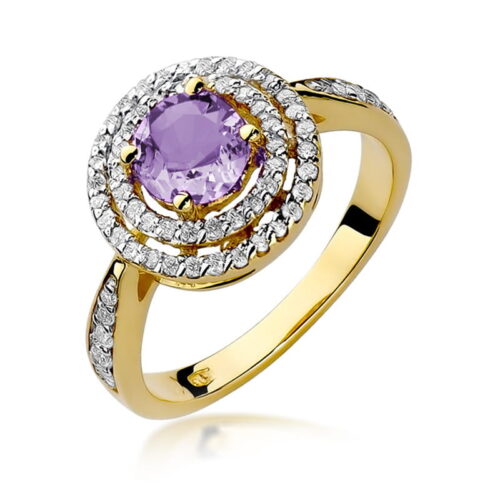 Pierścionek W0274 Ametyst 0,90ct żółte złoto
