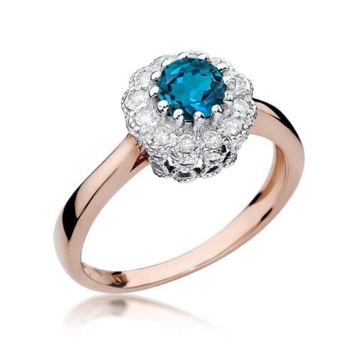 Pierścionek W0284 Topaz London Blue 0,50ct różowe złoto