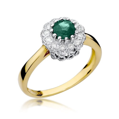 Pierścionek W0284 Szmaragd 0,50ct żółte złoto