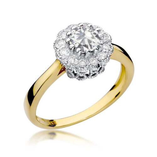 Pierścionek W0284 Biały Szafir 0,60ct żółte złoto