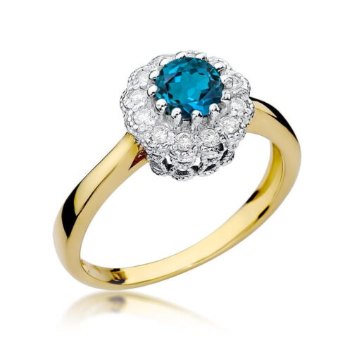 Pierścionek W0284 Topaz London Blue 0,50ct żółte złoto