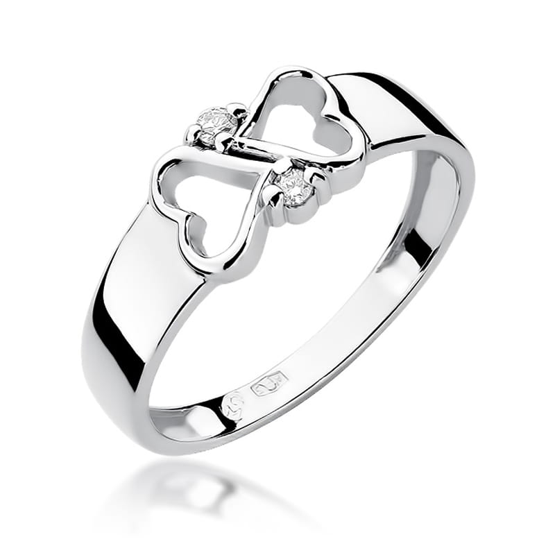 Pierścionek W0286 z diamentami białe złoto