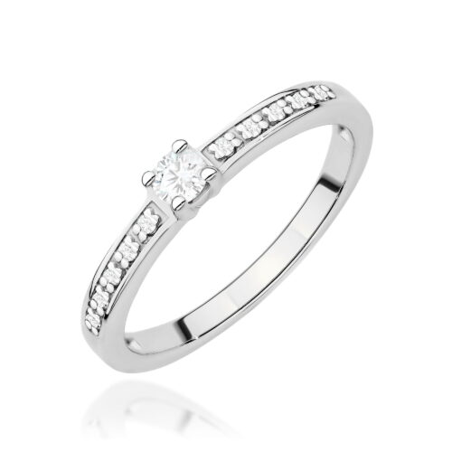Pierścionek W0288 Diament Laboratoryjny 0,08ct białe złoto