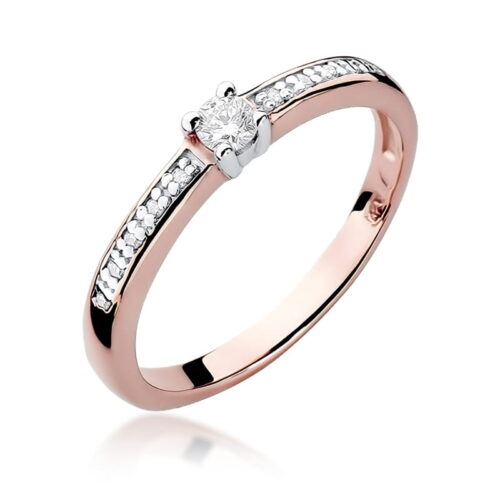 Pierścionek W0288 Diament 0,08ct różowe złoto