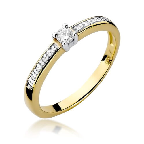 Pierścionek W0288 Diament 0,08ct żółte złoto