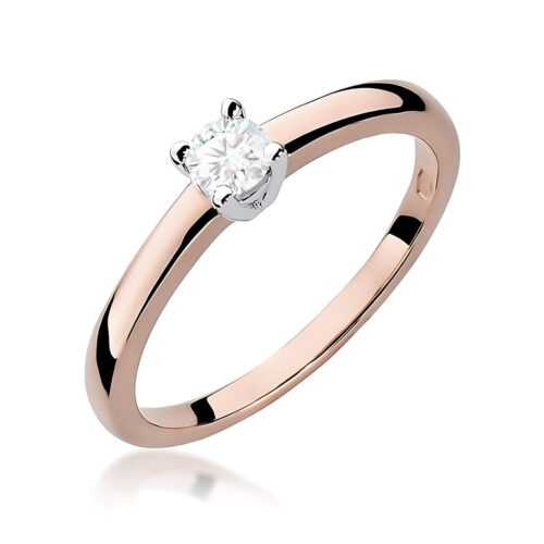 Pierścionek W0292 Diament 0,15ct różowe złoto